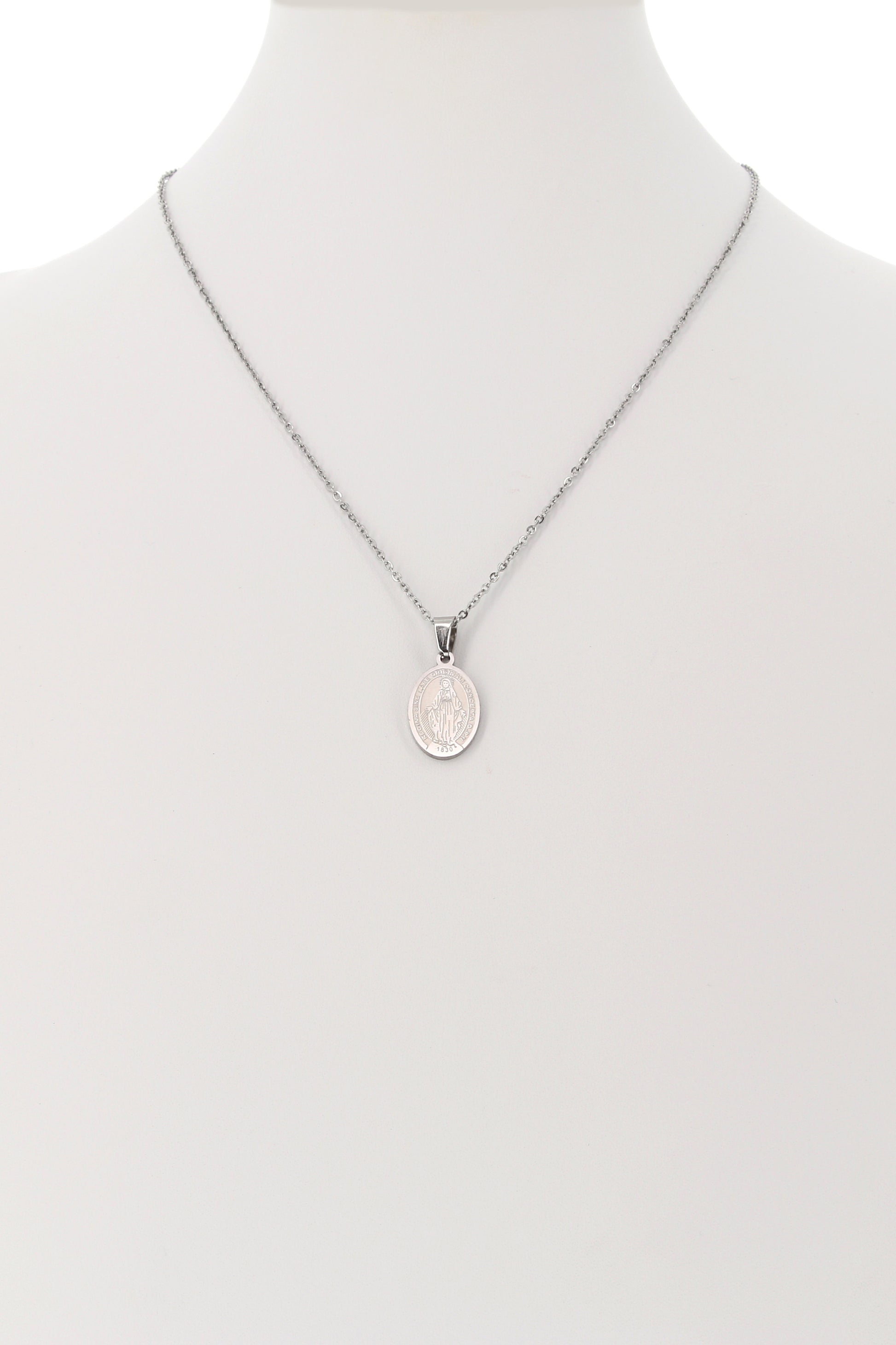 Catenina con Medaglia Miracolosa in acciaio. Lunghezza 25 cm