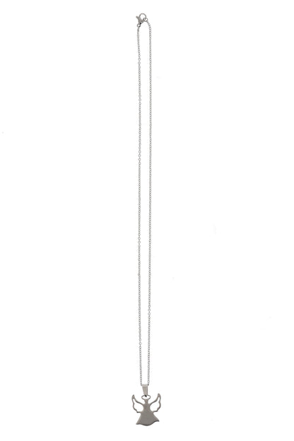 Catenina con ciondolo Angelo in acciaio. Lunghezza 25,5 cm