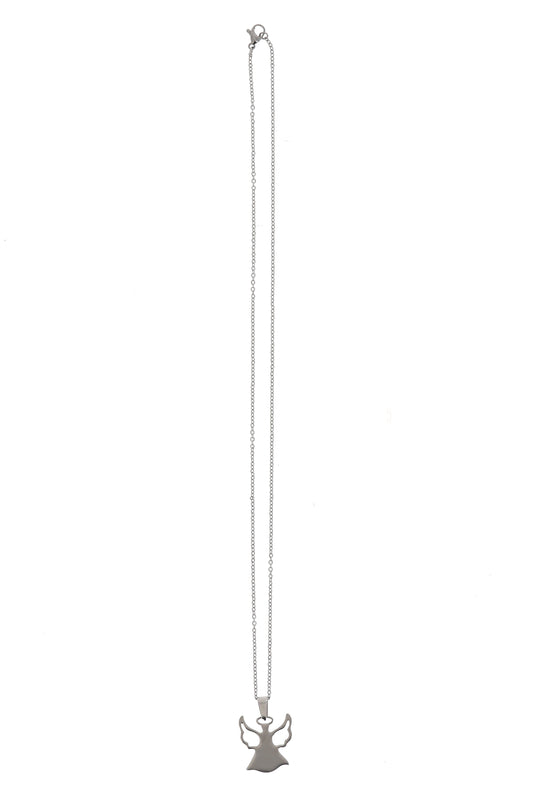 Catenina con ciondolo Angelo in acciaio. Lunghezza 25,5 cm