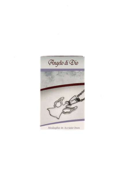 Catenina con ciondolo Angelo in acciaio. Lunghezza 25,5 cm