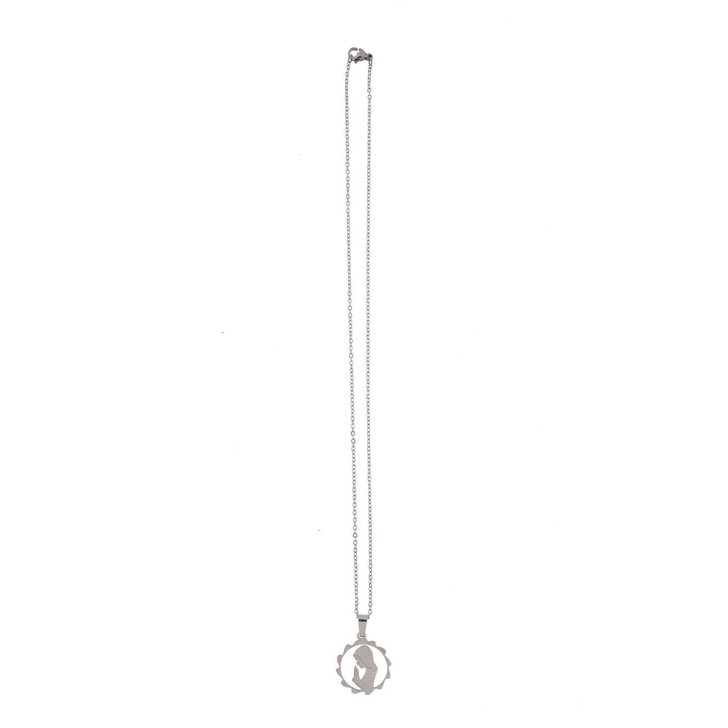 Catenina con ciondolo Madonna in acciaio. Lunghezza 25 cm