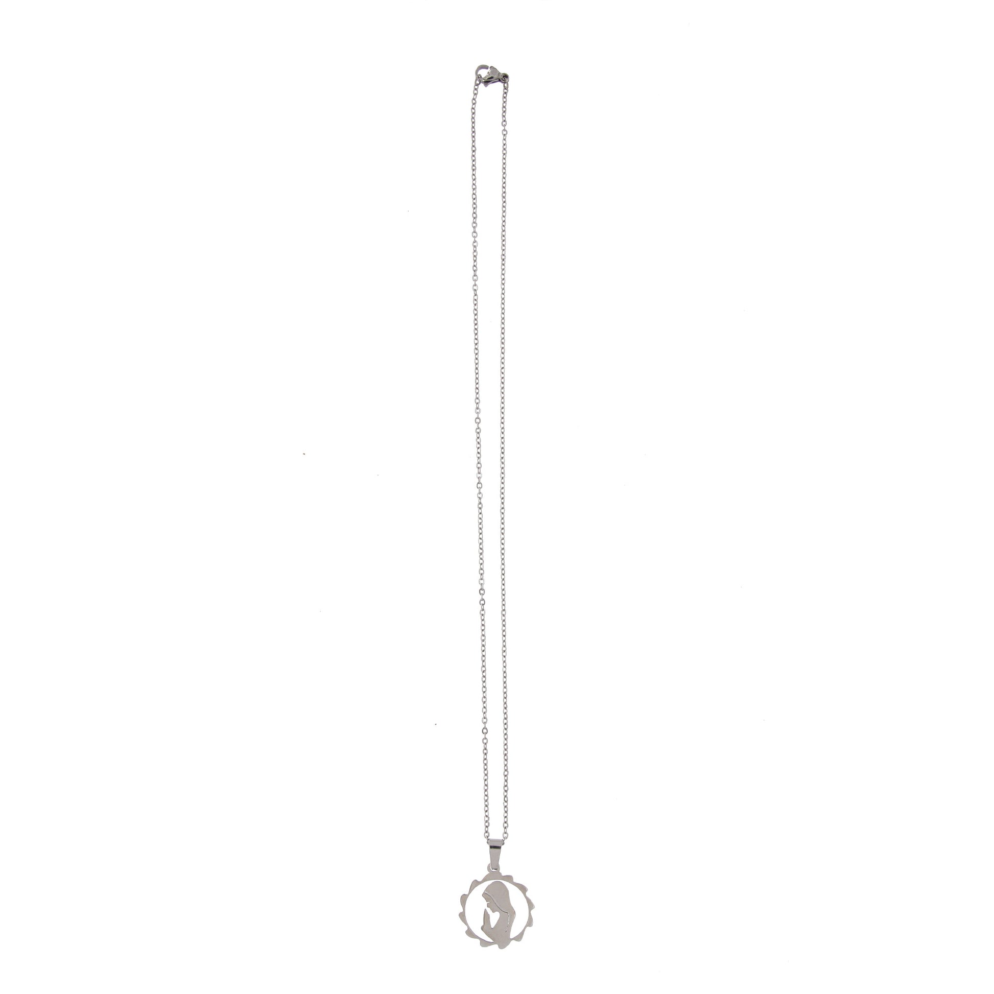 Catenina con ciondolo Madonna in acciaio. Lunghezza 25 cm