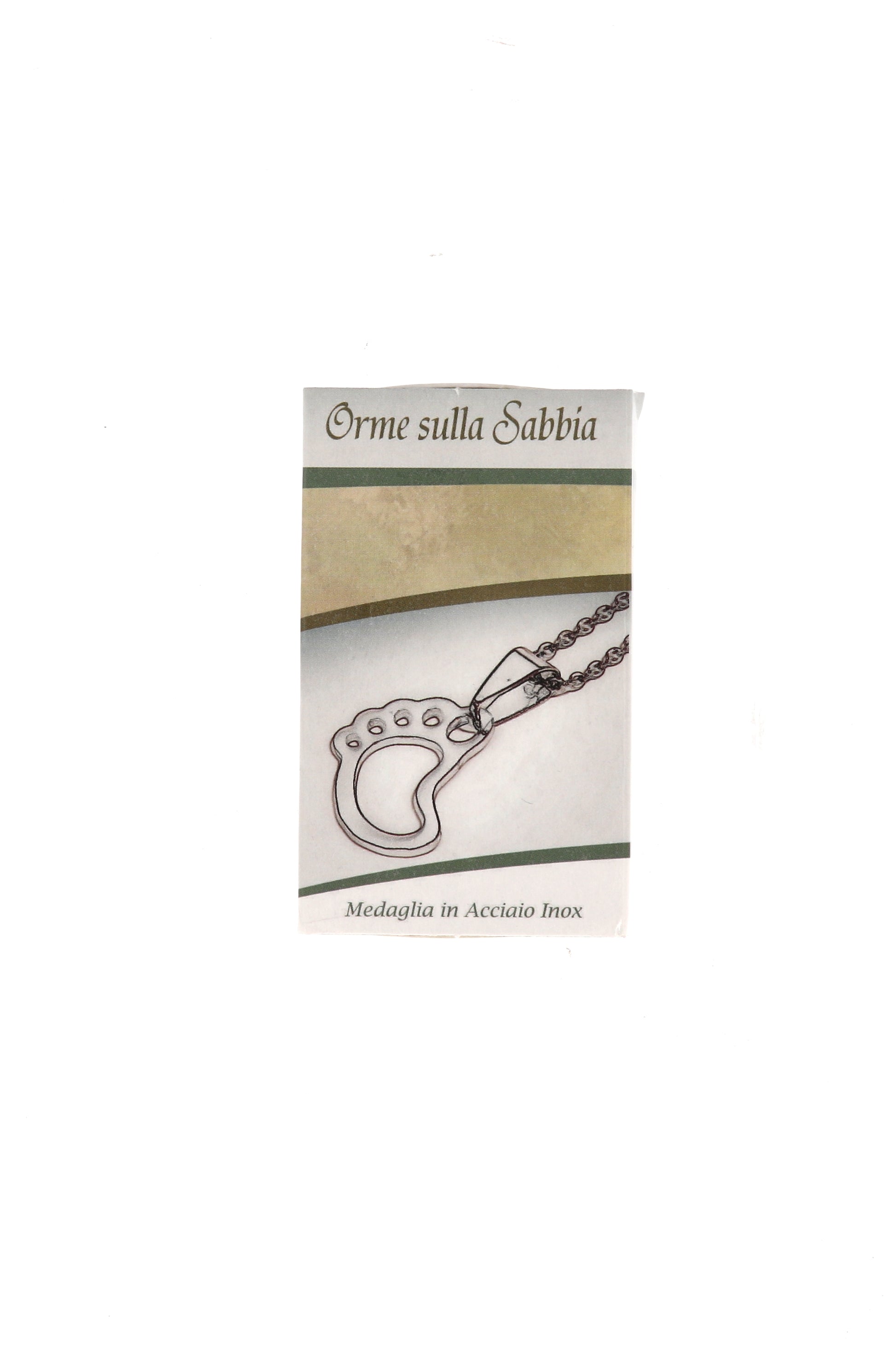 Catenina con ciondolo Orme in acciaio. Lunghezza 26,5 cm