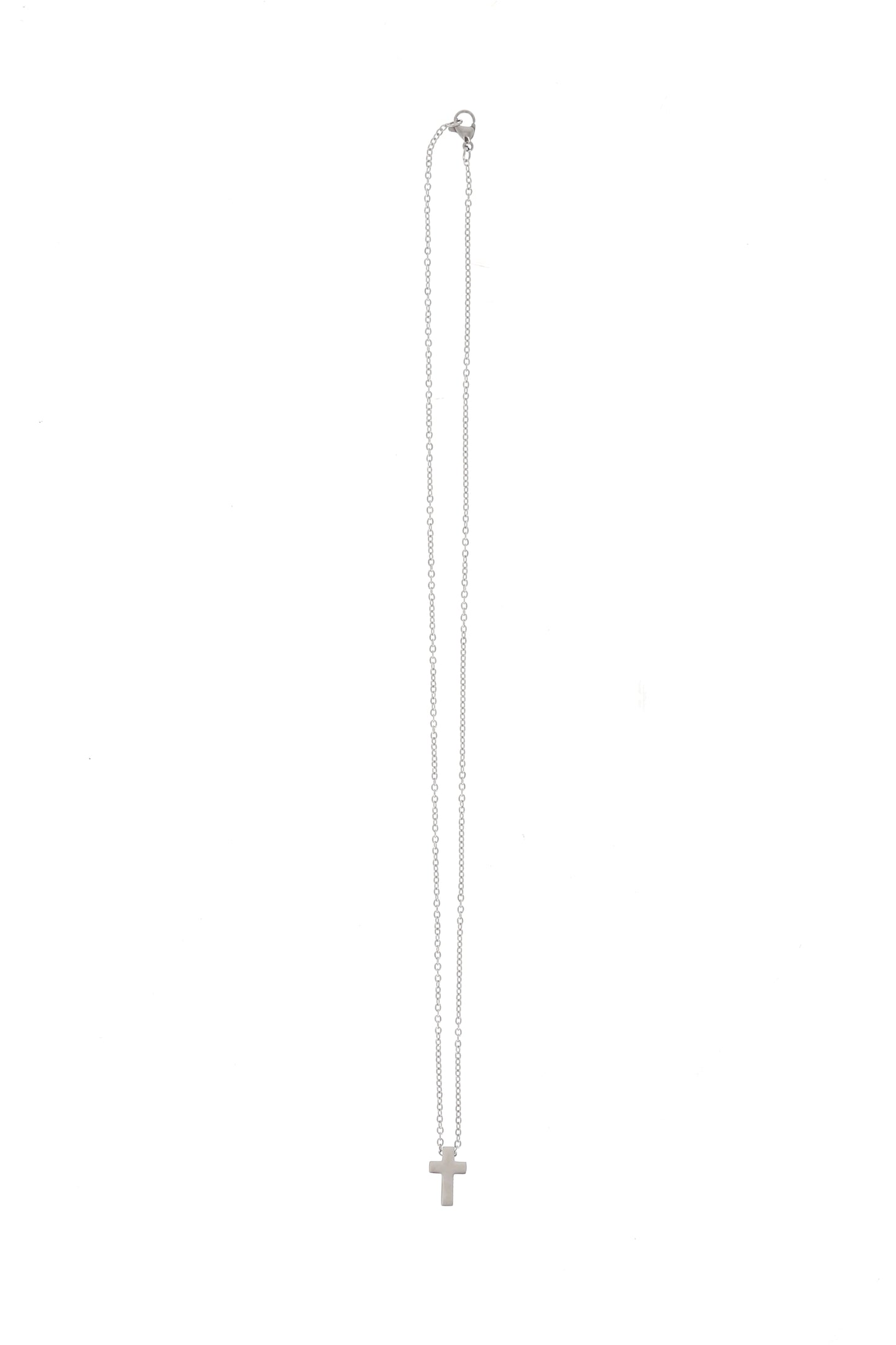 Catenina con ciondolo Croce in acciaio. Lunghezza 26,5 cm