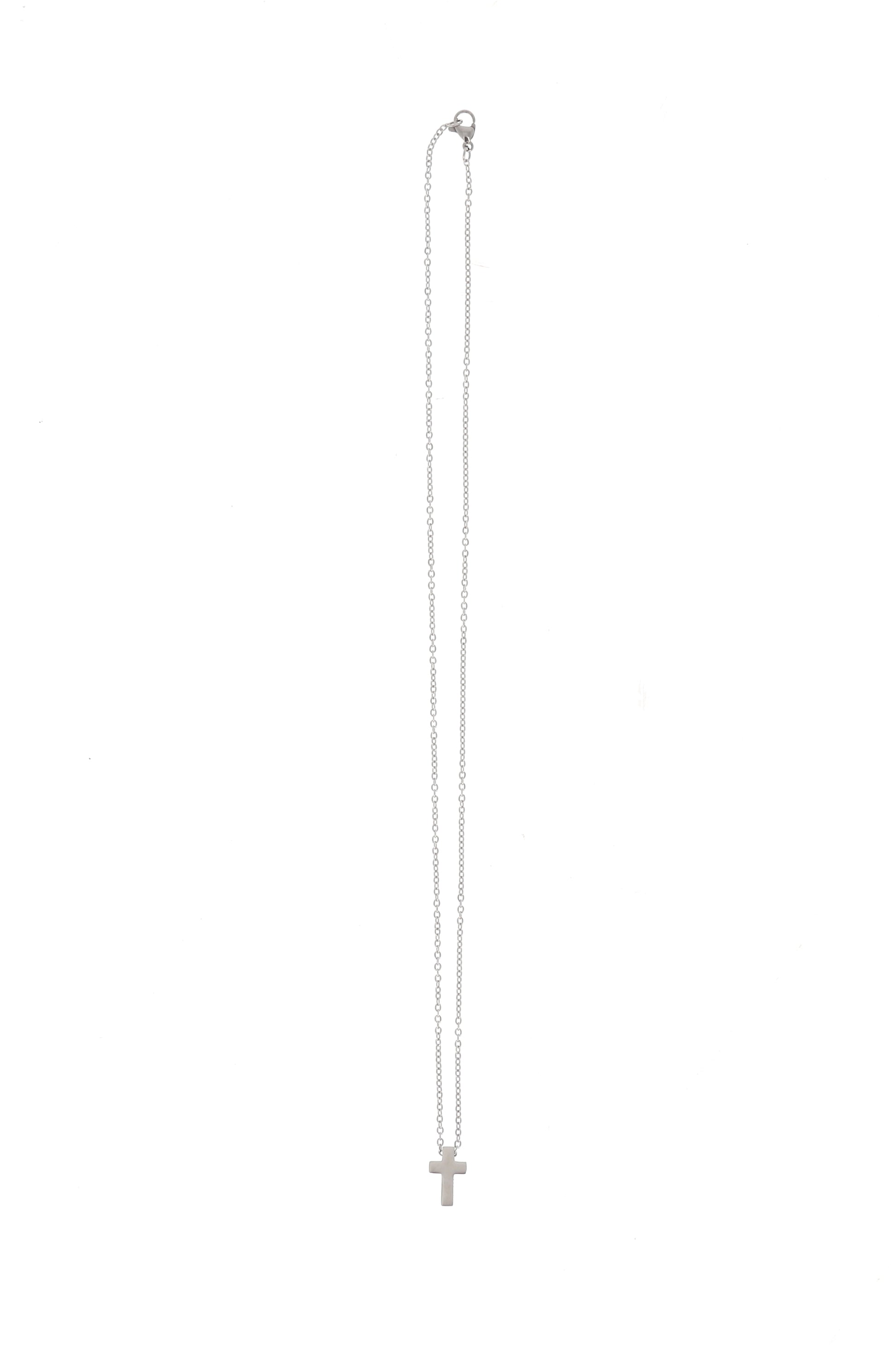 Catenina con ciondolo Croce in acciaio. Lunghezza 26,5 cm