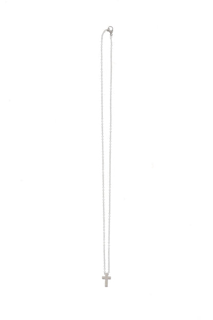 Catenina con ciondolo Croce in acciaio. Lunghezza 26,5 cm