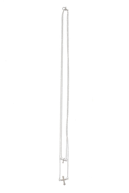 Catenina con doppio ciondolo Croce in acciaio. Lunghezza 30 cm