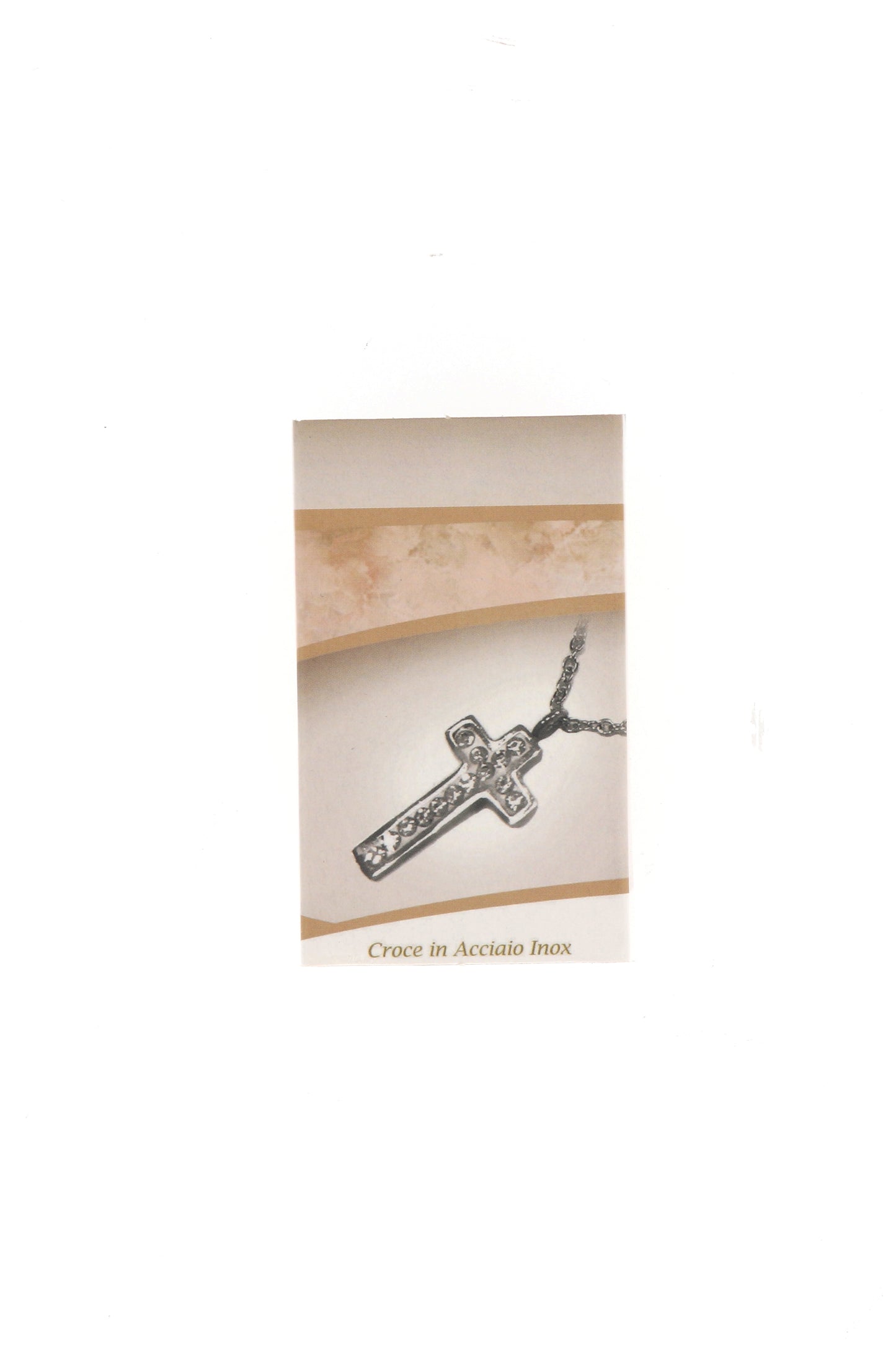 Catenina ciondolo Croce con strass in acciaio. Lunghezza 27 cm