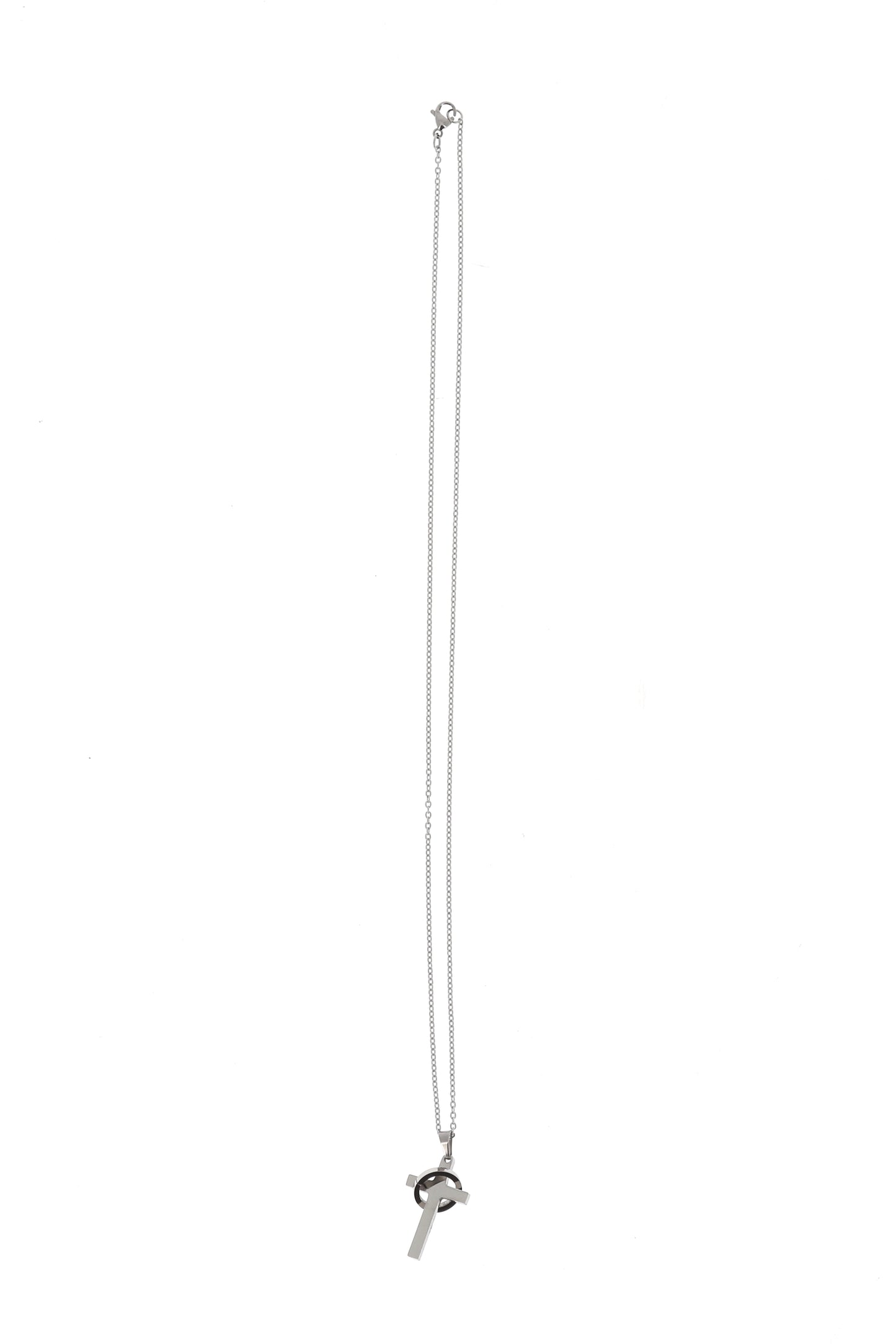 Catenina con ciondolo Croce in acciaio. Lunghezza 28 cm