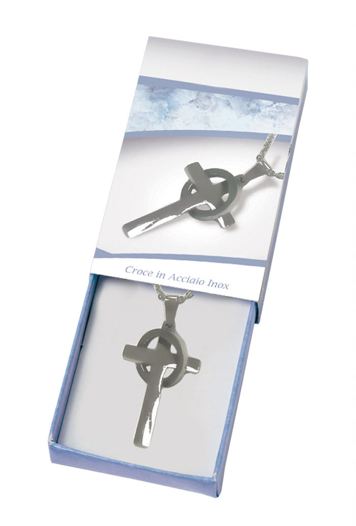 Catenina con ciondolo Croce in acciaio. Lunghezza 28 cm
