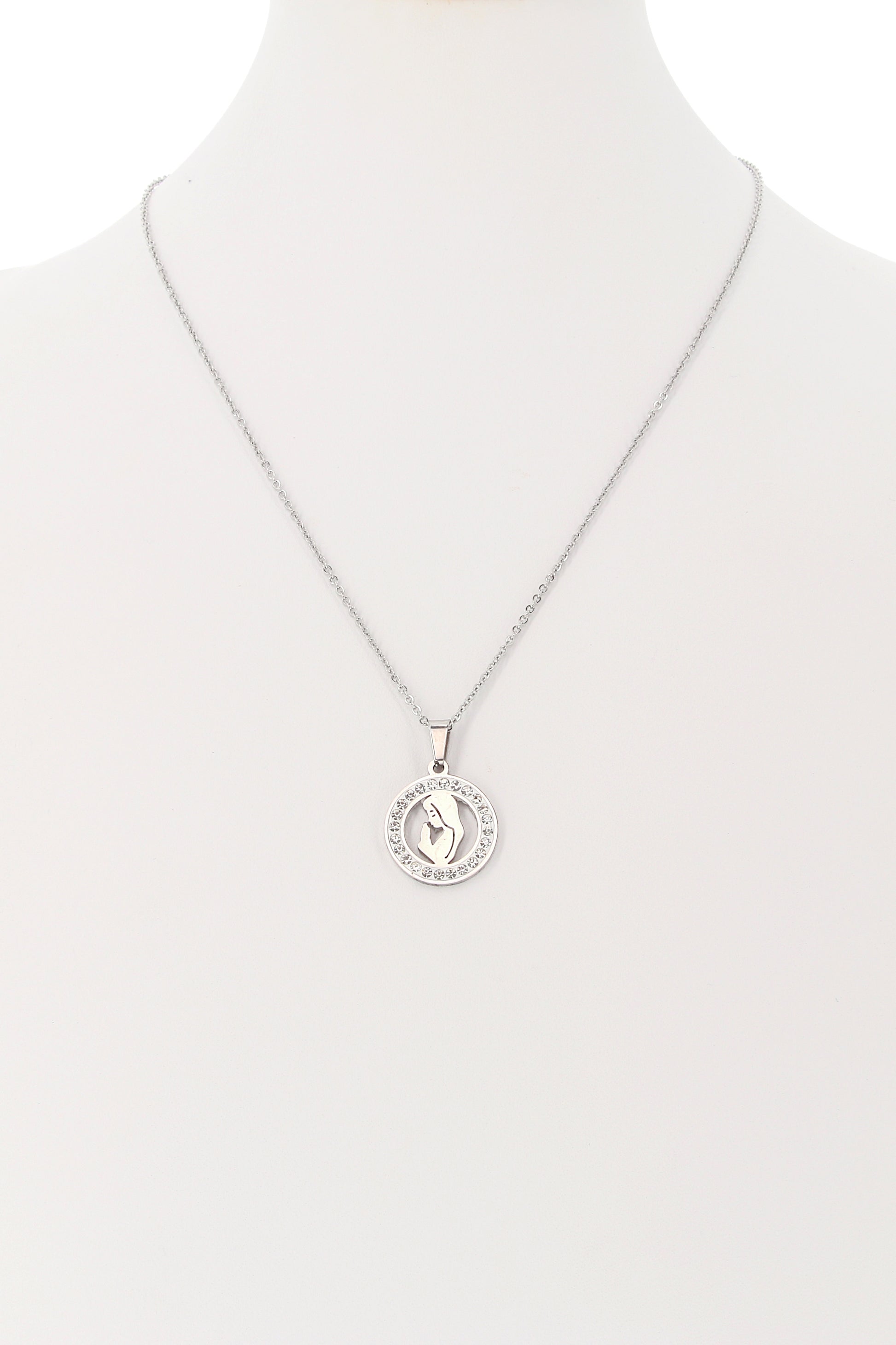 Catenina ciondolo Madonna con strass in acciaio