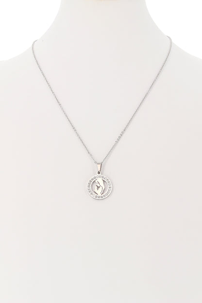 Catenina ciondolo Madonna con strass in acciaio