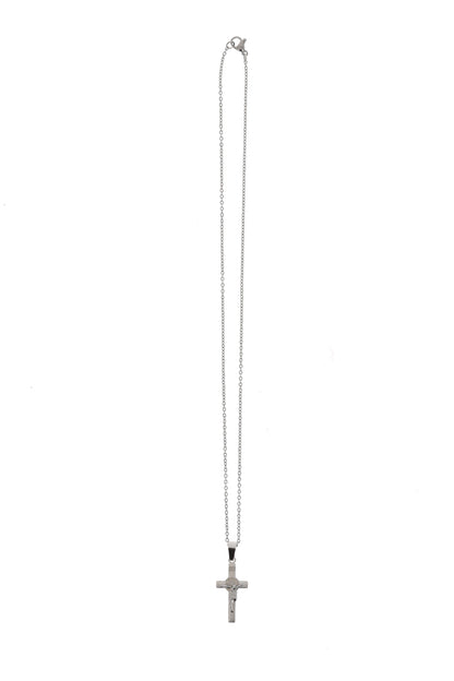 Catenina con ciondolo Croce di san Benedetto in acciaio. Lunghezza 25,5 cm