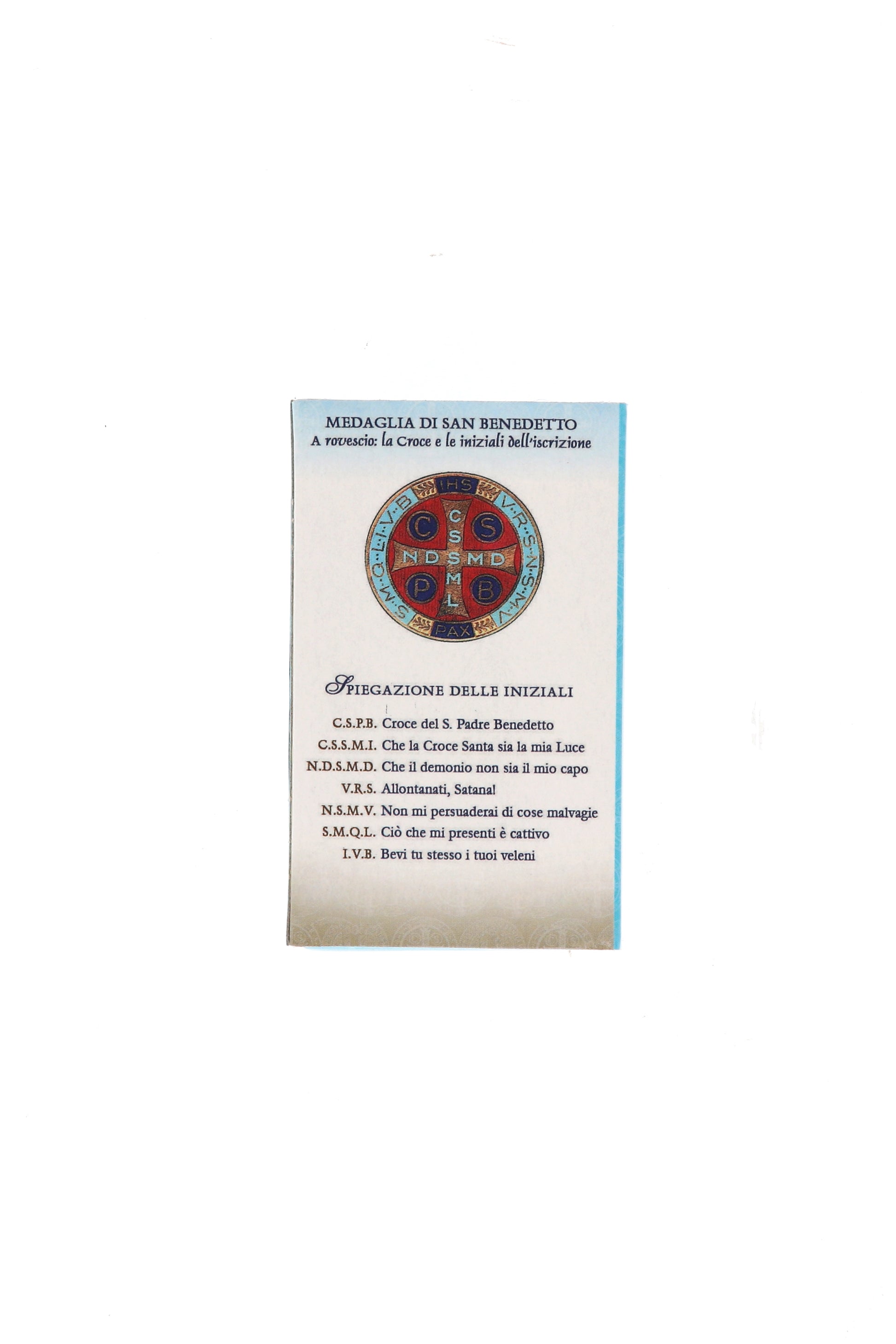 Catenina con ciondolo Croce di san Benedetto in acciaio color oro. Lunghezza 25,5 cm