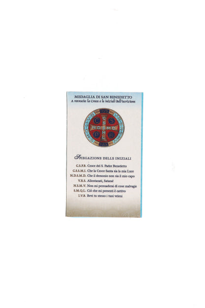 Catenina con ciondolo Croce di san Benedetto in acciaio color oro. Lunghezza 25,5 cm
