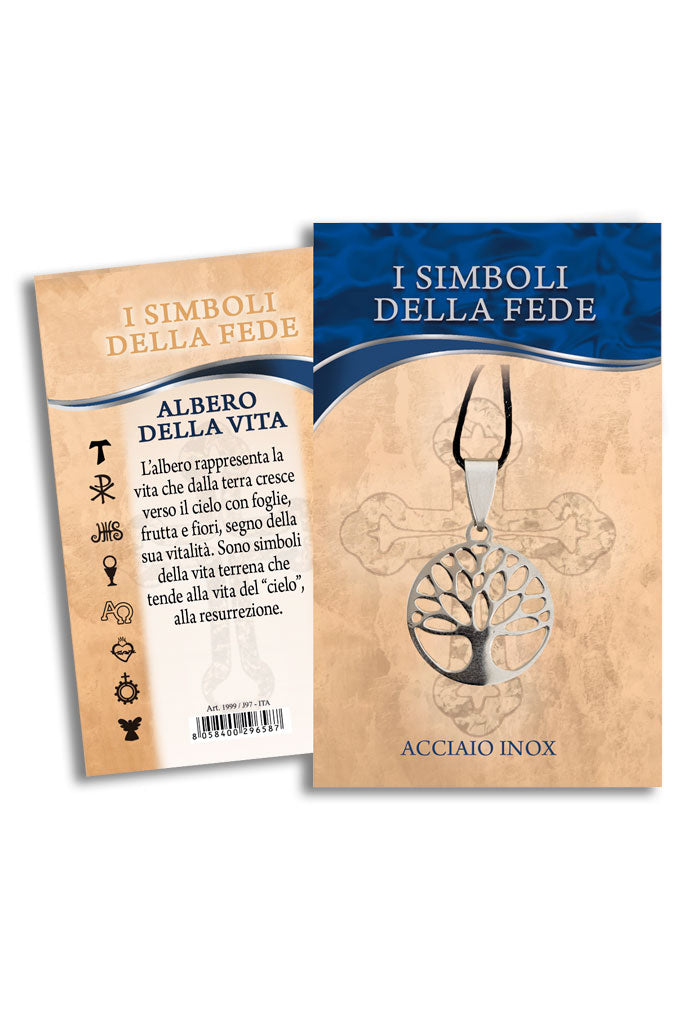 Ciondolo Albero della vita in acciaio con cordoncino e confezione