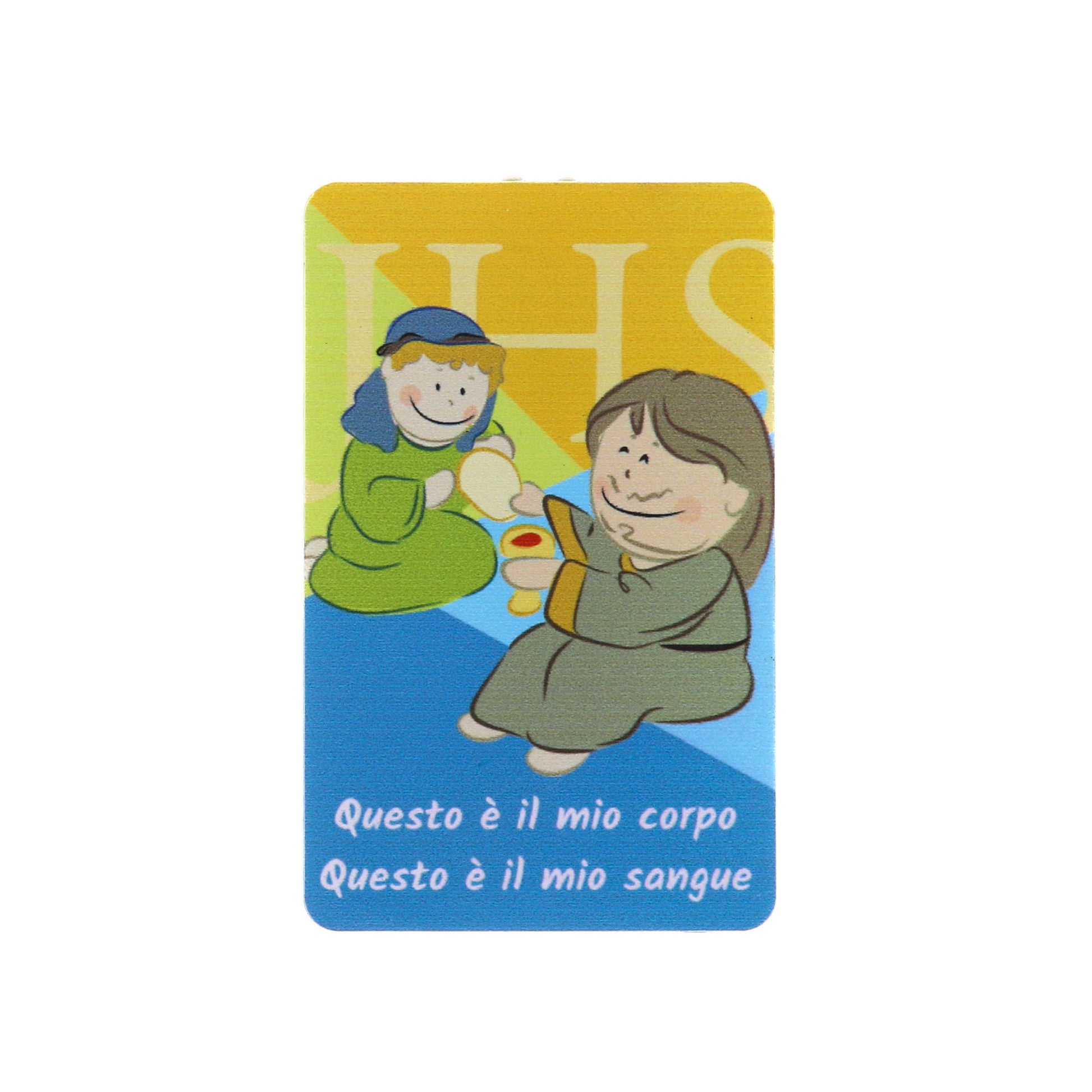 Card luce led e immagine Prima Comunione. Dimensioni 5,5x9 cm