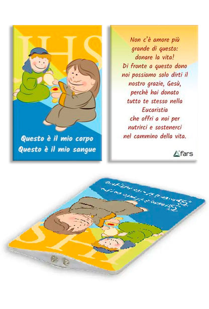 Card luce led e immagine Prima Comunione. Dimensioni 5,5x9 cm