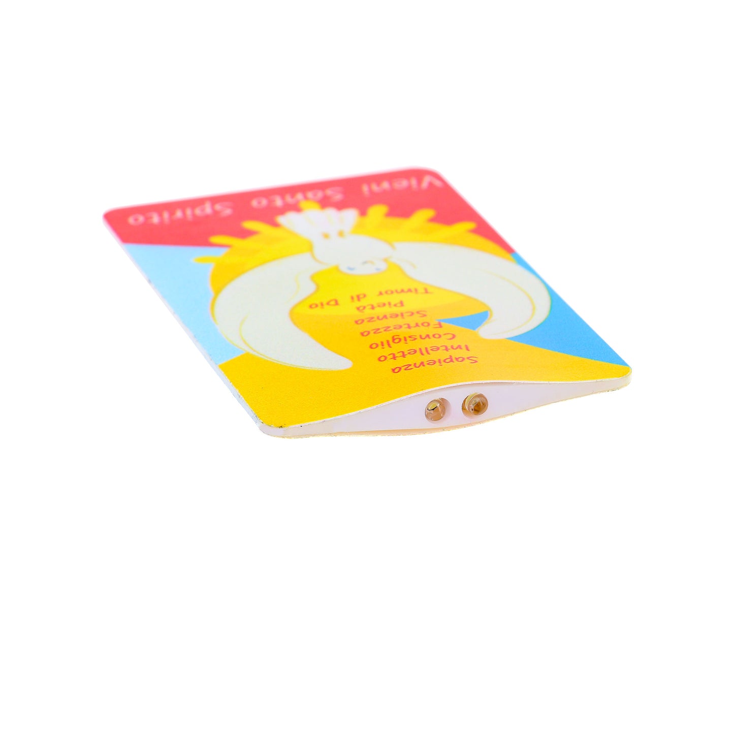 Card luce led e immagine Santa Cresima. Dimensioni 5,5x9 cm
