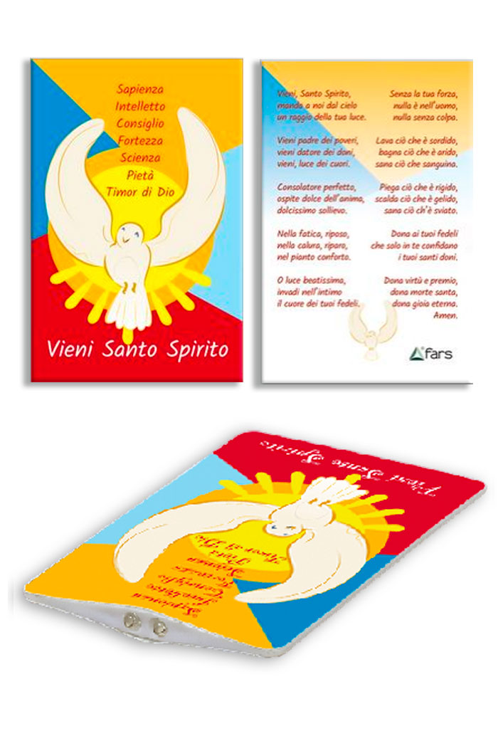 Card luce led e immagine Santa Cresima. Dimensioni 5,5x9 cm