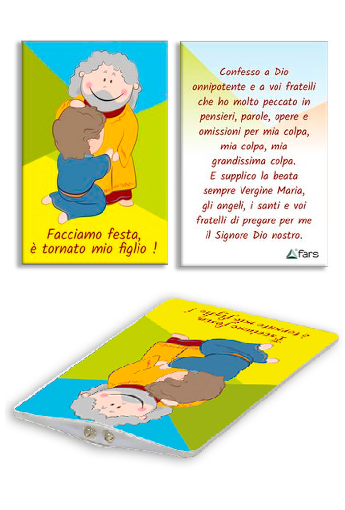 Card luce led e immagine Perdono. Dimensioni 5,5x9 cm