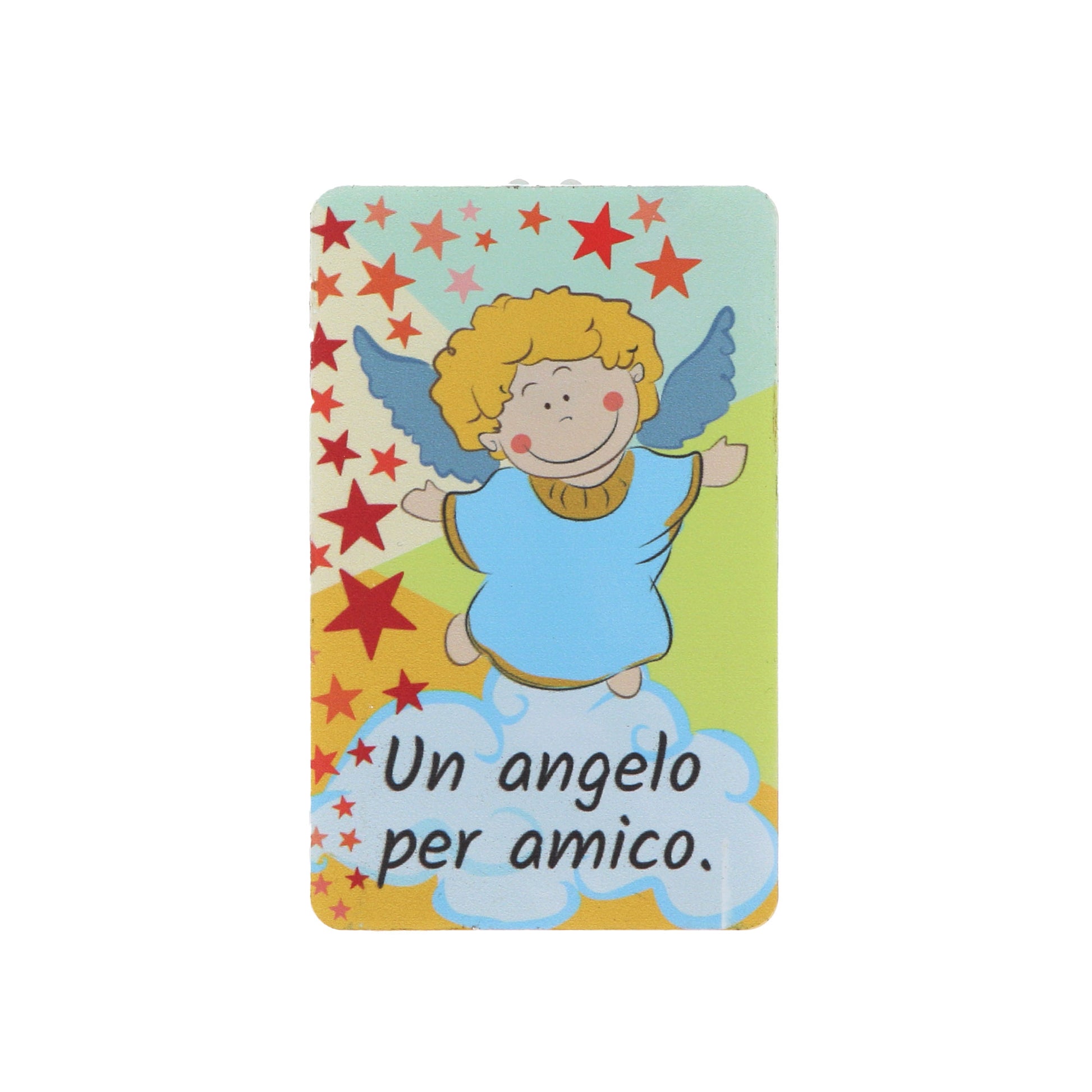 Card luce led e immagine Angelo Custode. Dimensioni 5,5x9 cm