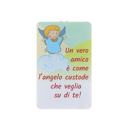 Card luce led e immagine Angelo Custode. Dimensioni 5,5x9 cm