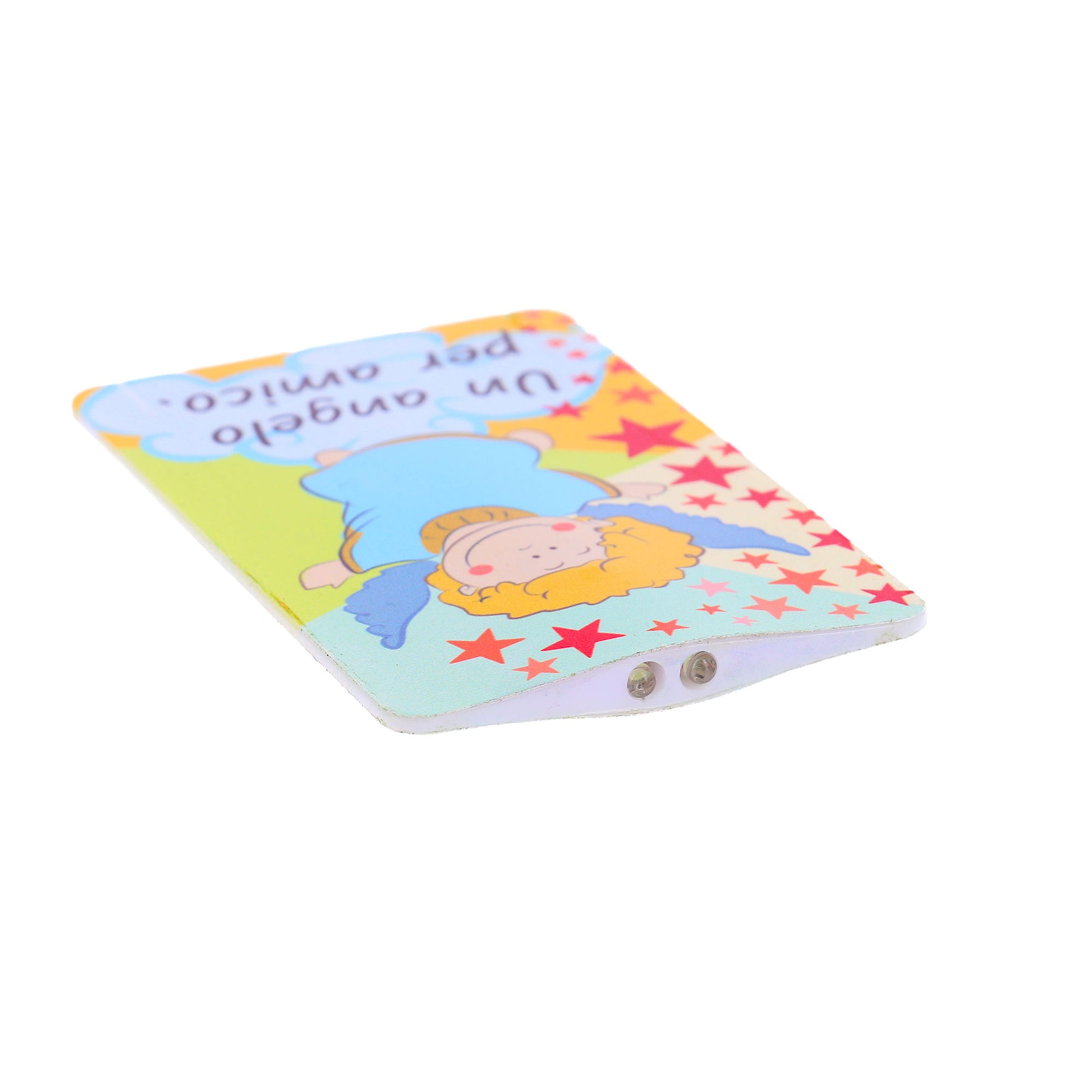 Card luce led e immagine Angelo Custode. Dimensioni 5,5x9 cm