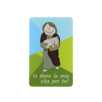 Card luce led e immagine Buon Pastore. Dimensioni 5,5x9 cm