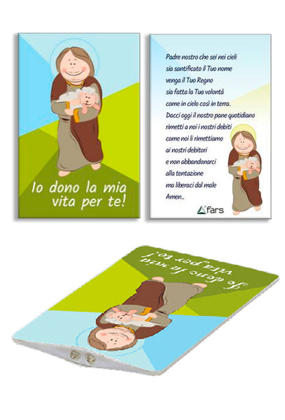 Card luce led e immagine Buon Pastore. Dimensioni 5,5x9 cm