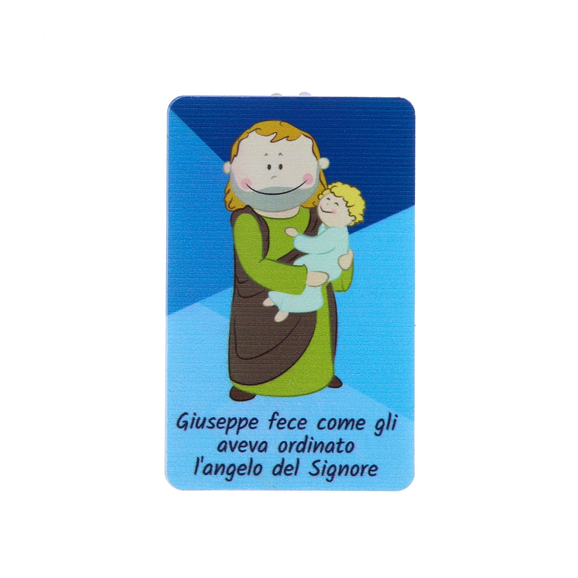 Card luce led e immagine San Giuseppe. Dimensioni 5,5x9 cm