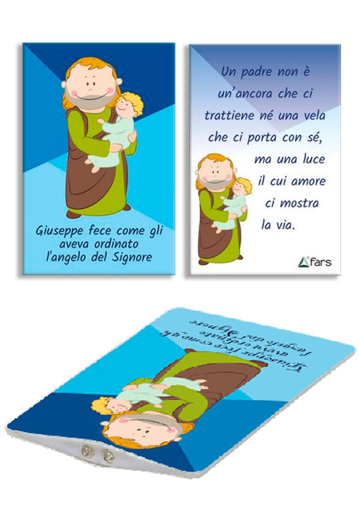 Card luce led e immagine San Giuseppe. Dimensioni 5,5x9 cm