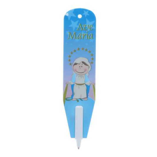 Penna Segnalibro con immagine Madonna. Dimensioni 3x13 cm