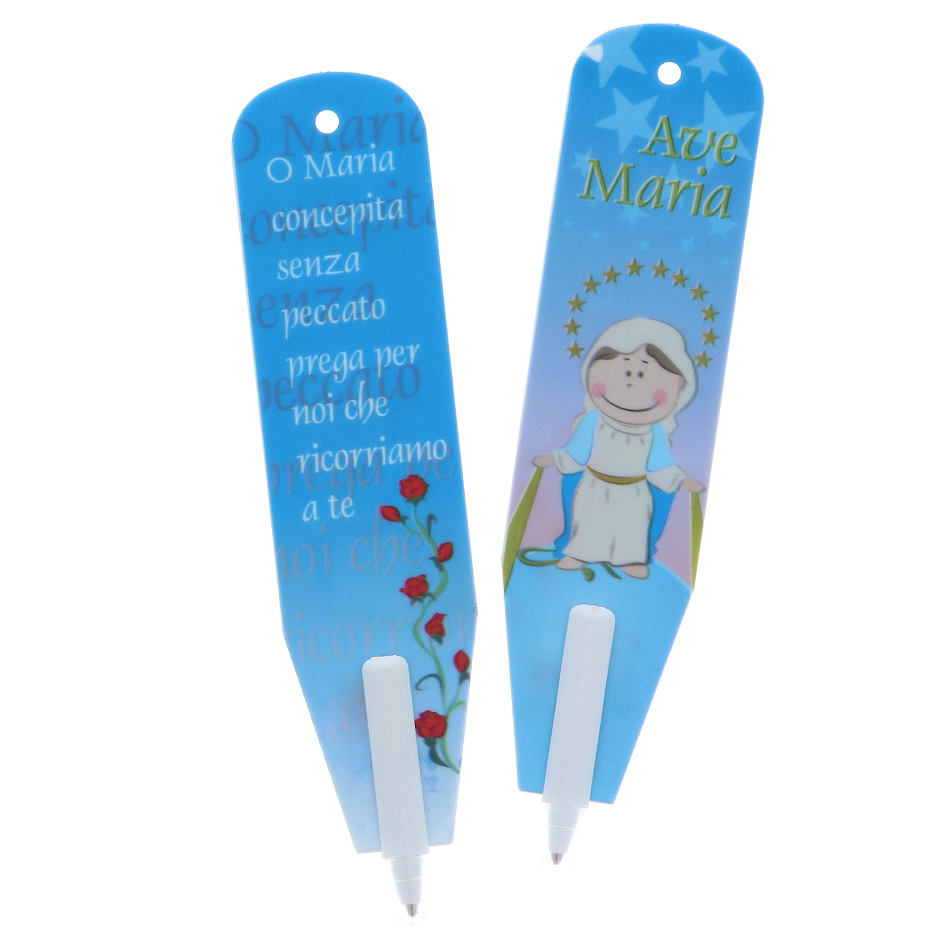 Penna Segnalibro con immagine Madonna. Dimensioni 3x13 cm