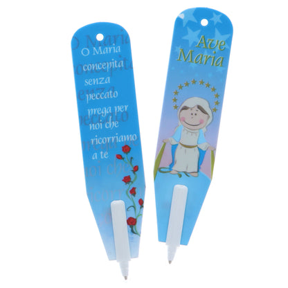Penna Segnalibro con immagine Madonna. Dimensioni 3x13 cm