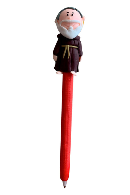 Penna dei Santi con raffigurazione San Pio. Lunghezza 17 cm