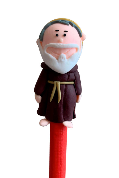 Penna dei Santi con raffigurazione San Pio. Lunghezza 17 cm