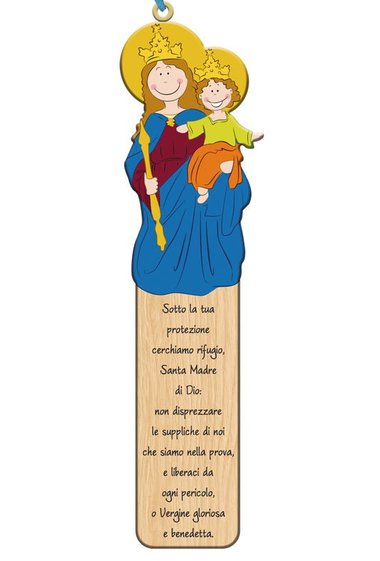 Segnalibro in polimero Maria SS. Ausiliatrice. Dimensioni 4x15,5 cm