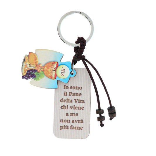 Portachiavi doppio livello in legno, vari soggetti, con confezione. Dimensioni 6,5x19 cm
