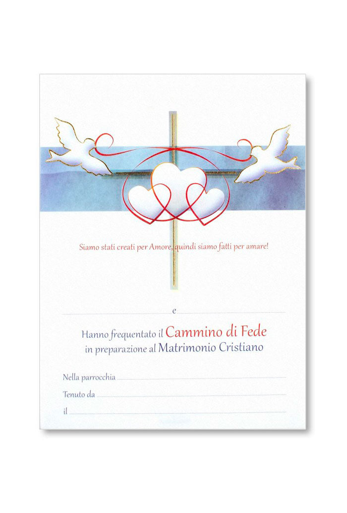 Diploma in carta pergamenta per  preparazione matrimonio. Dimensioni 18x24 cm