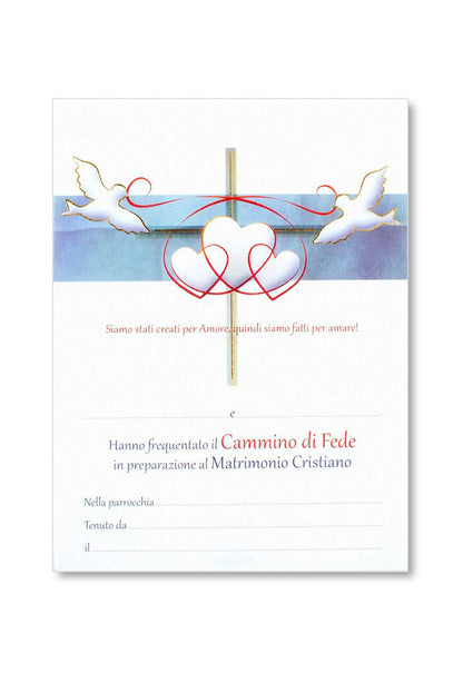 Diploma in carta pergamenta per  preparazione matrimonio. Dimensioni 18x24 cm
