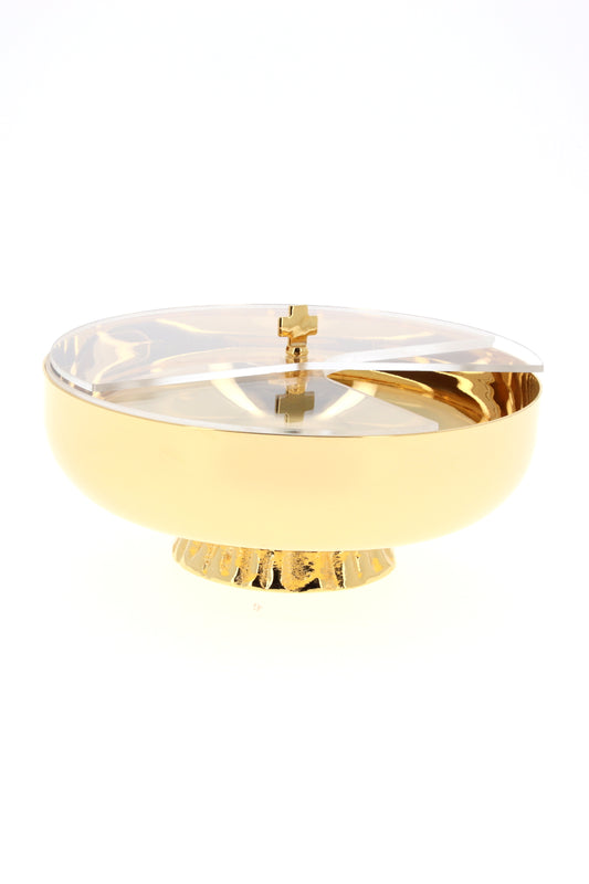 Pisside con base, coperchio in plexiglass girevole. Dimensioni 5,5x14 cm