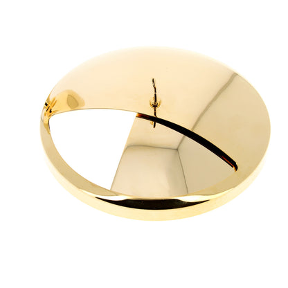 Pisside in ottone dorato con coperchio girevole. Dimensioni 14x17 cm