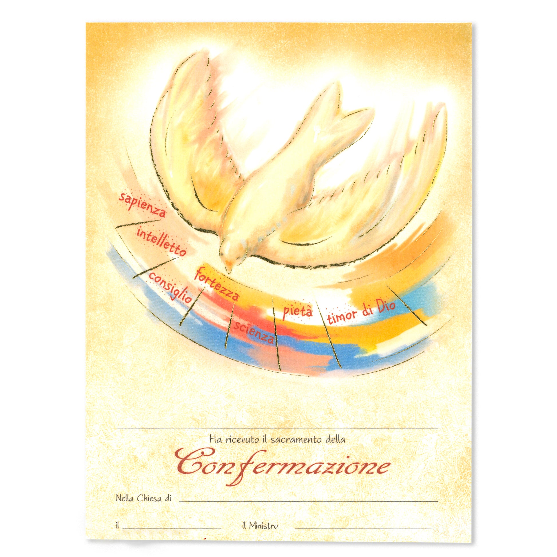 Diploma in carta Pergamena Confermazione da compilare. Dimensioni 18x24 cm