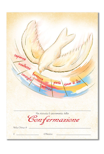 Diploma in carta Pergamena Confermazione da compilare. Dimensioni 18x24 cm