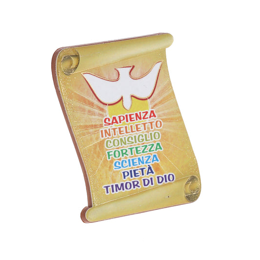 Confezione Cresima quadro pergamena e pergamena in carta da personalizzare. Dimensioni 8,5x7 cm