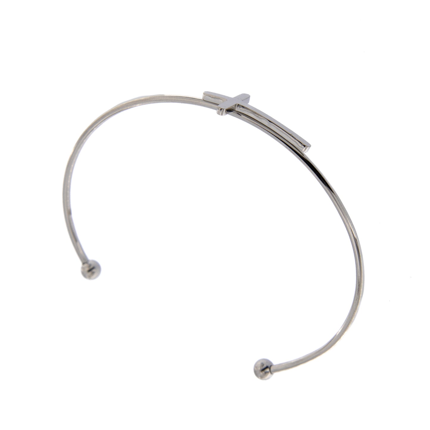 Bracciale rigido in acciaio con croce. Regolabile