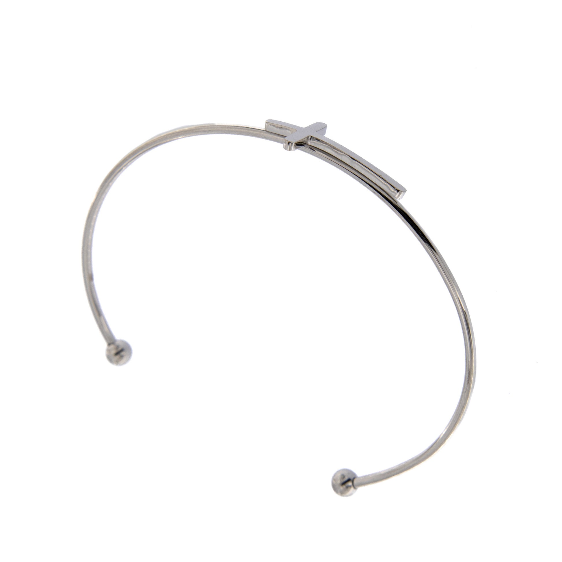 Bracciale rigido in acciaio con croce. Regolabile