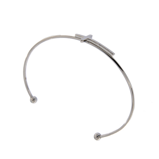 Bracciale rigido in acciaio con croce. Regolabile