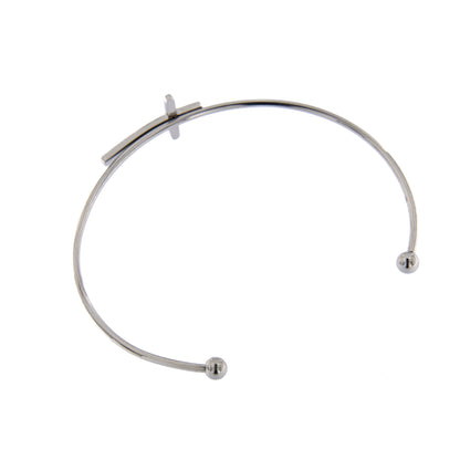 Bracciale rigido in acciaio con croce. Regolabile